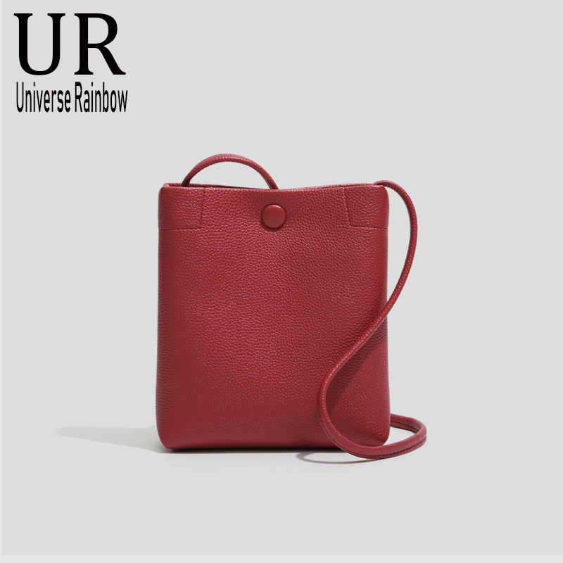 Women Bags 2026 - Red Soft Leather Bucket Bag Fashionable