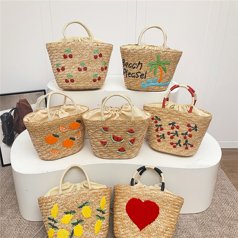 Women Bags Discount - New Straw Fruit Embroidery String Casual