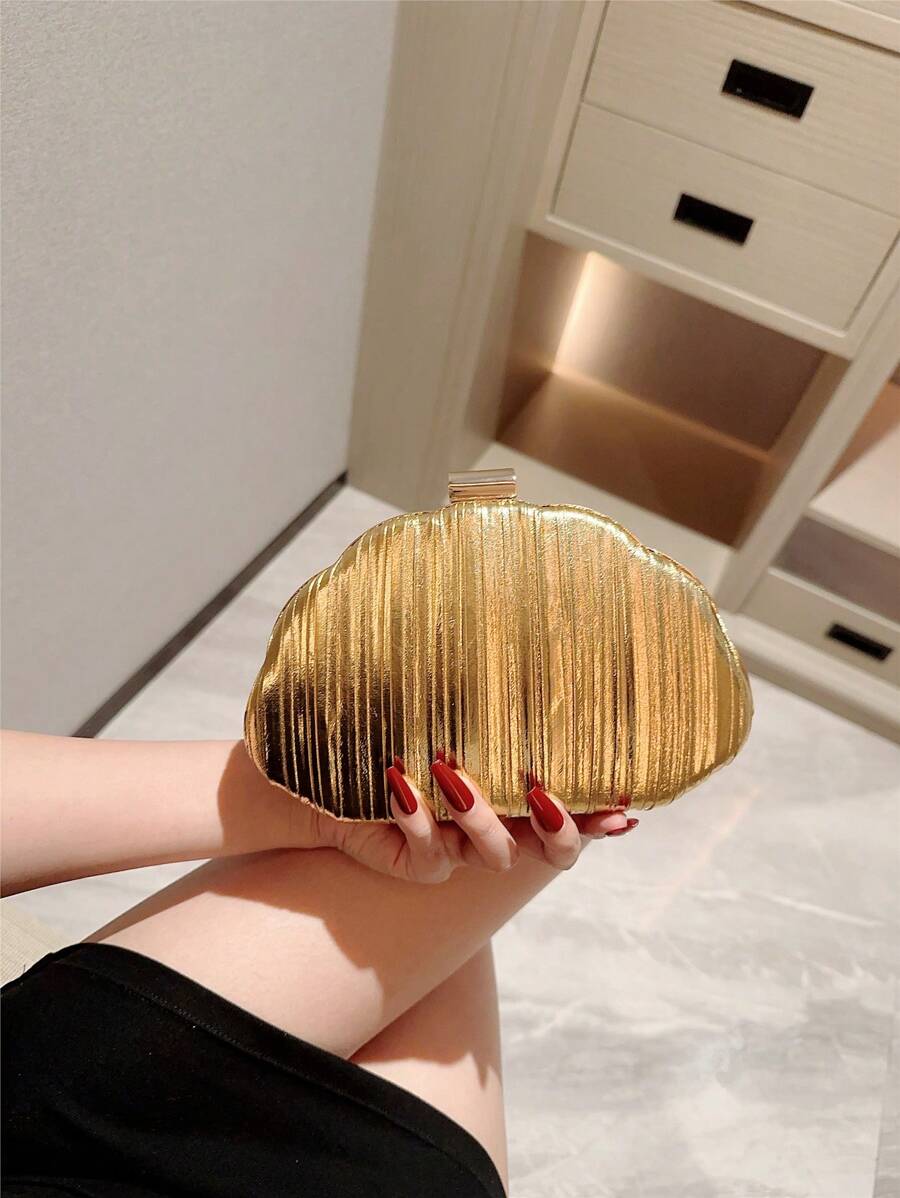 Gold Shiny Leather Box Clutch  – обзор и цена Women Bags Gold