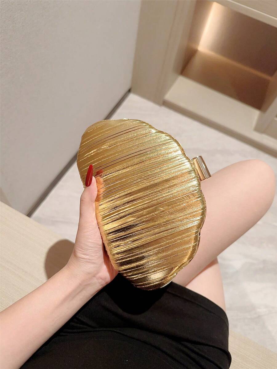 Gold Shiny Leather Box Clutch  – обзор и цена Women Bags Gold