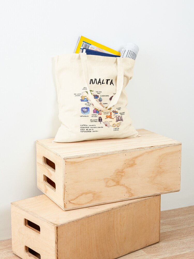 Malta - illustrated map Tote B – обзор и цена Women Bags Malta