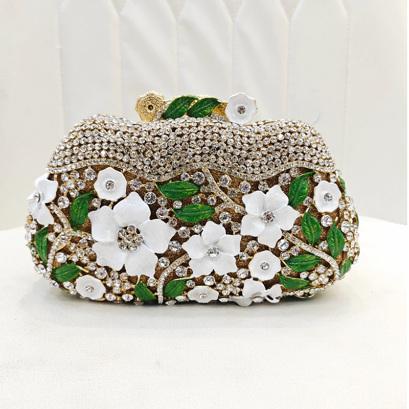 Gold Metal Flower Diamond Even – обзор и цена Women Bags Gold