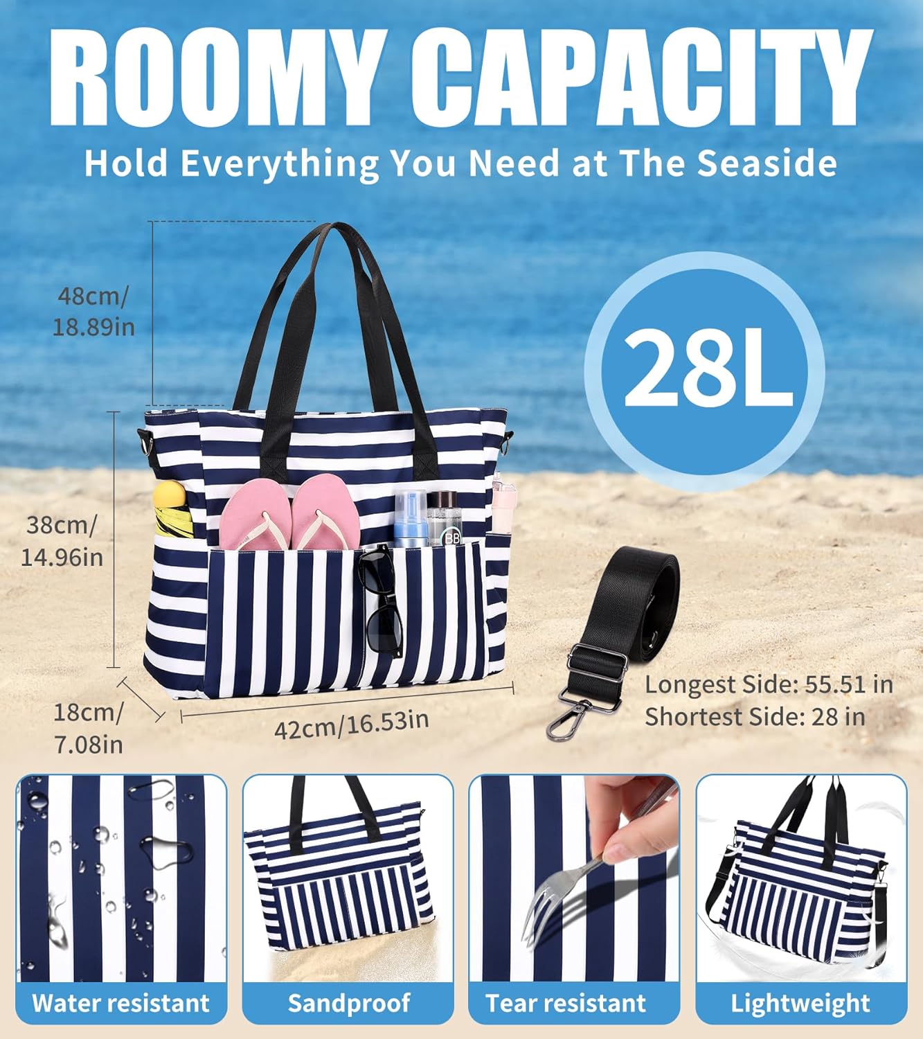 Large Waterproof Beach Bag wit – обзор и цена Women Bags Large