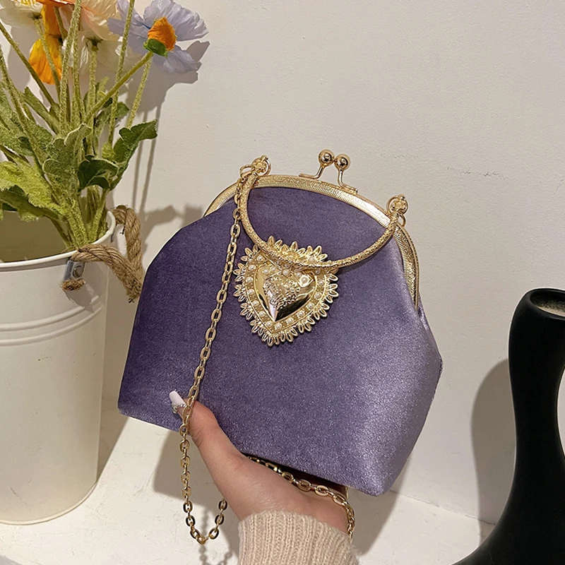 Chains Velvet Frame Heart Dinn – обзор и цена Women Bags Discount