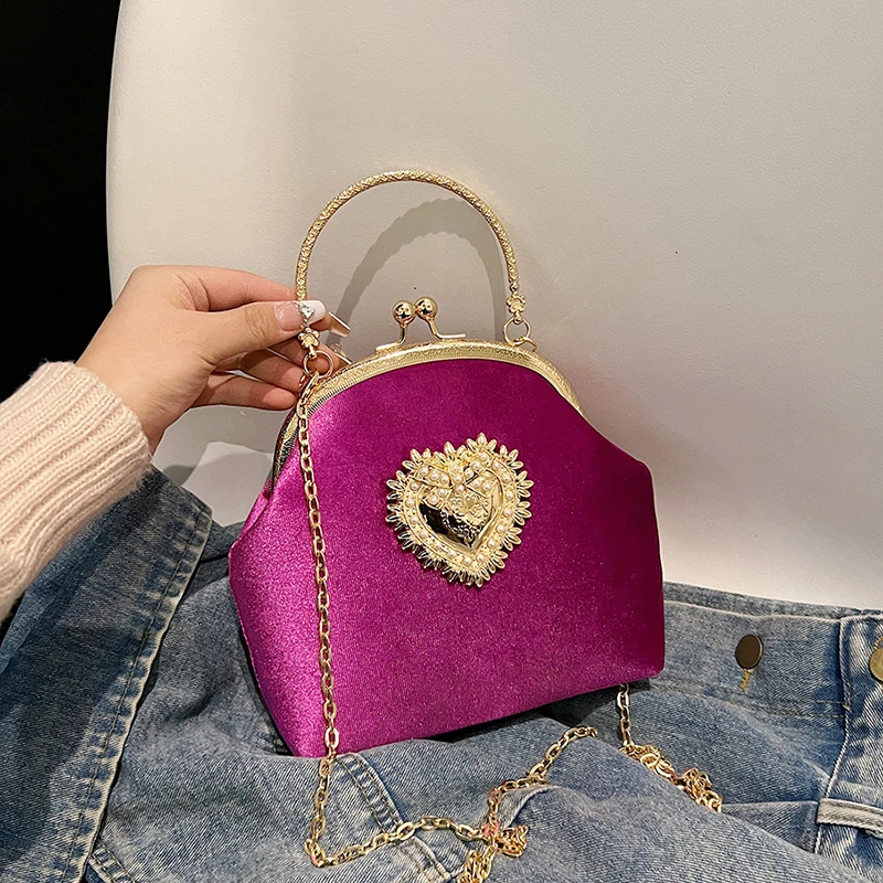 Chains Velvet Frame Heart Dinn – обзор и цена Women Bags Discount