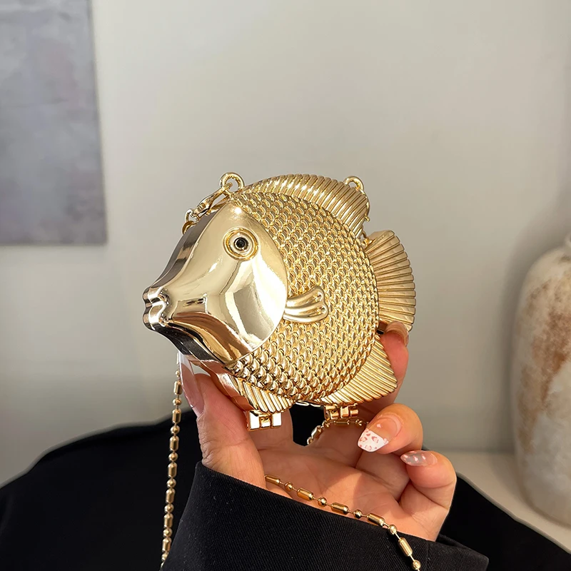 Cute Little Fish Shape Metal M – обзор и цена Women Bags Gold