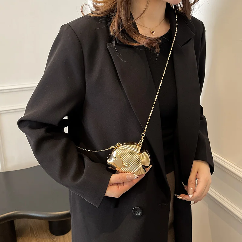 Cute Little Fish Shape Metal M – обзор и цена Women Bags Gold