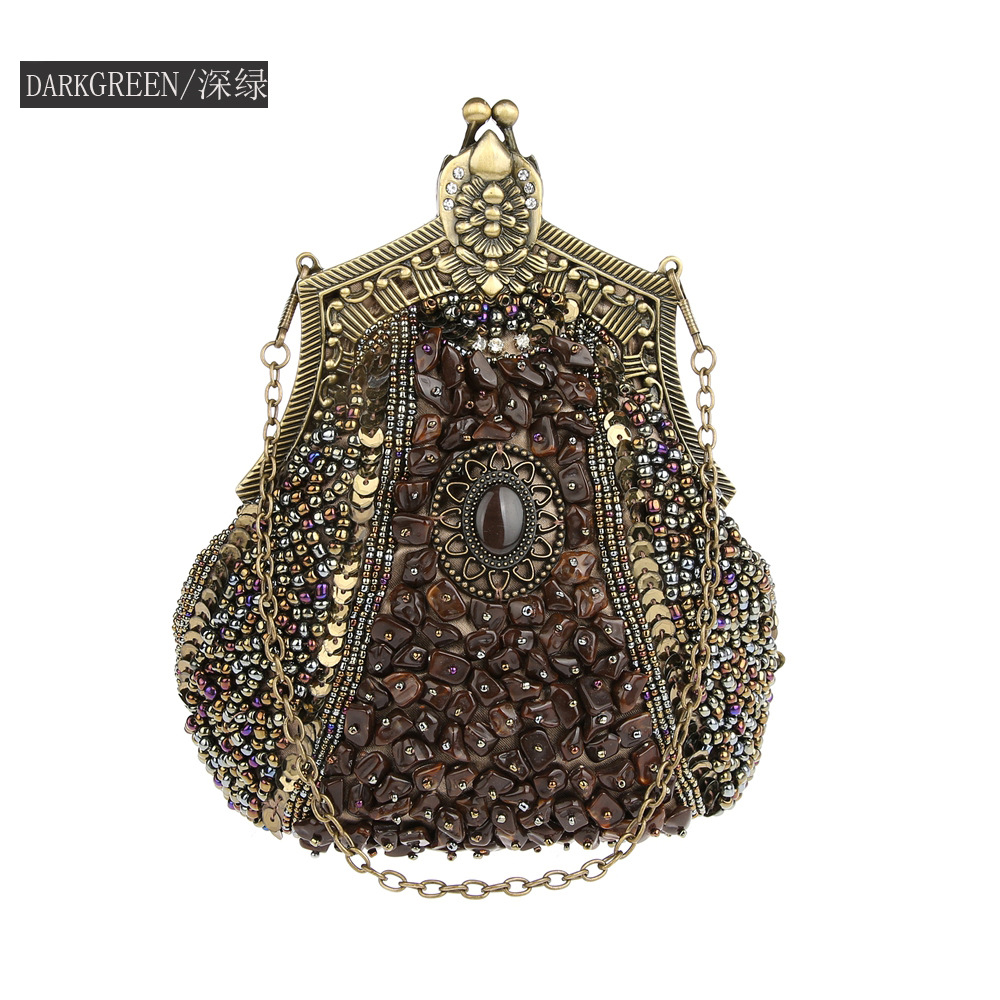 Retro Fashion Pearl Sequin Bea – обзор и цена Women Bags Gold
