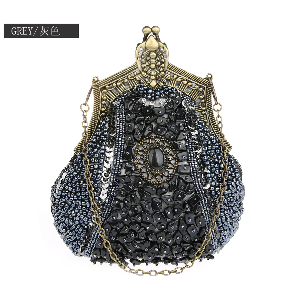 Retro Fashion Pearl Sequin Bea – обзор и цена Women Bags Gold
